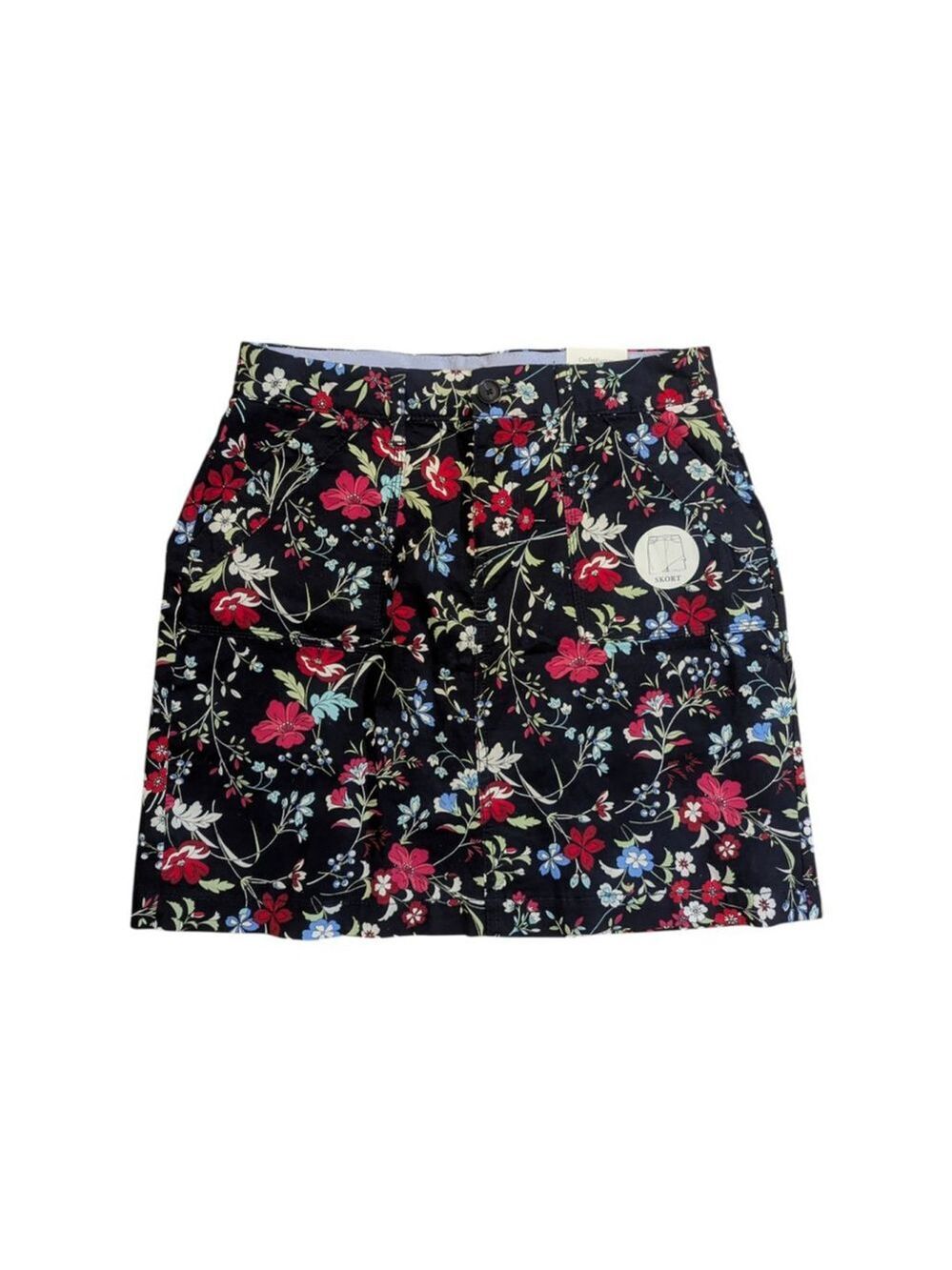 Croft & Barrow Black Floral Skort Mid Rise Size 6 - Picture 1 of 13